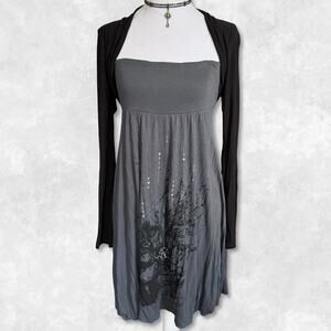 Y2K Euro Subversive Graphic Sequin Dark Fairy Dress Size L